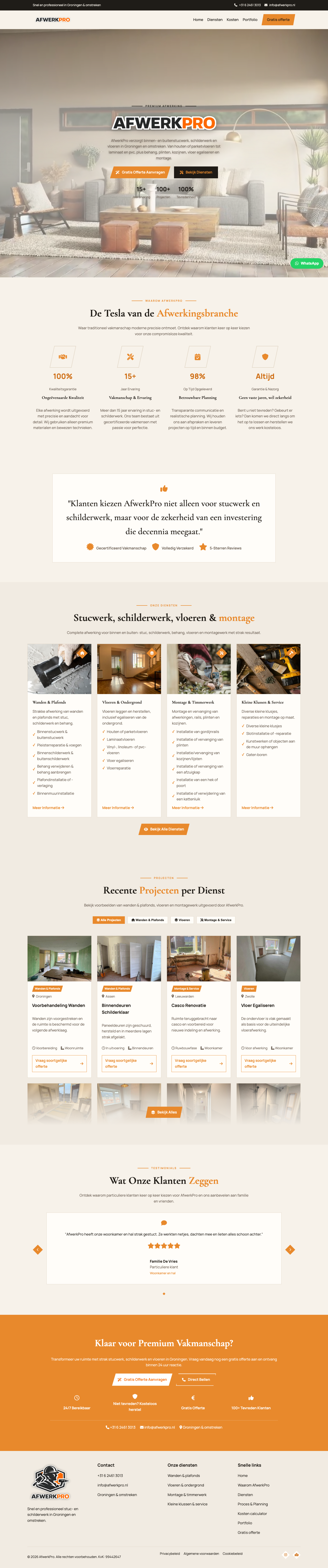 Lange website screenshot van AfwerkPro